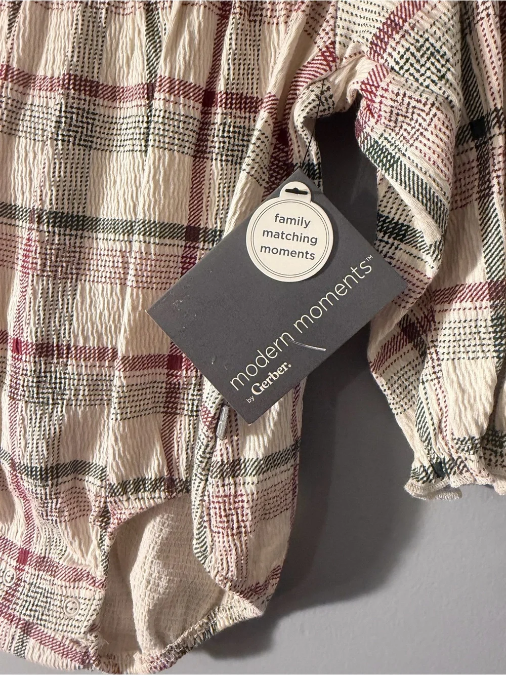 modern moments Plaid Cream & Burgundy Baby Girl Matching Set